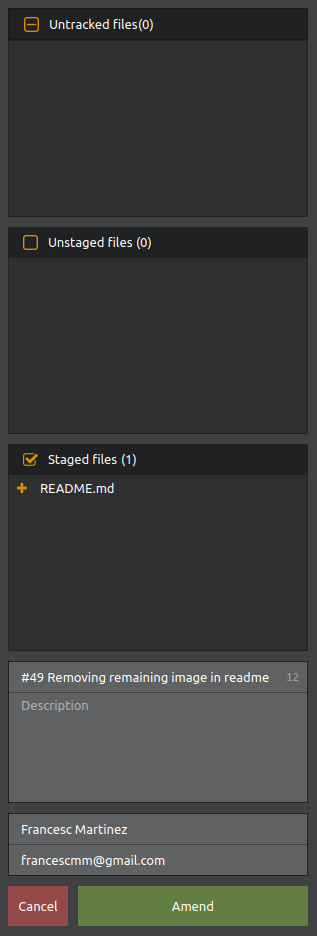 GitQlient - Amend a commit