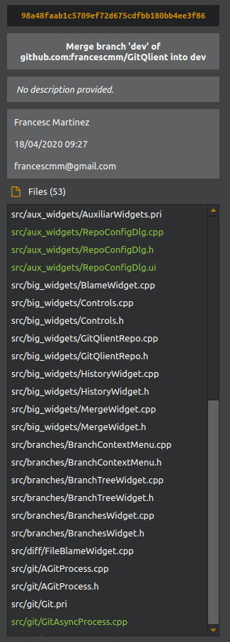 GitQlient - Commit info view