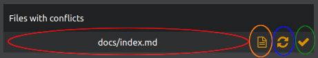 GitQlient - Merge conflict button